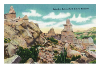 North Dakota, T. Roosevelt National Park View of the Cathedral Buttes in the Badlands