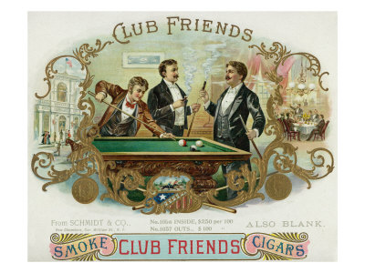 Buy Club Friends Brand Cigar Box Label, Billards at AllPosters.com