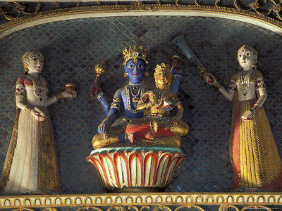 Hindu gods Vishnu and Laxmi in Half Moon Palace, India