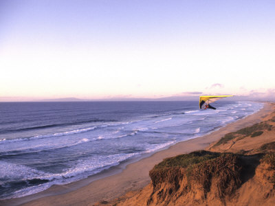 Hang Gliding off Beach in Monterey, California, USA Poster