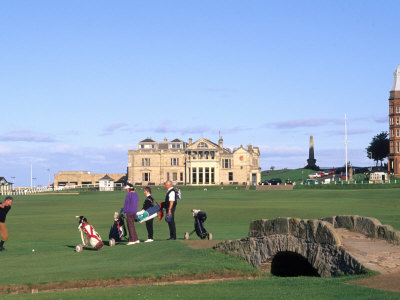 18th Hole and Fairway at Swilken Bridge Golf, St Andrews Golf Course, St Andrews, Scotland Poster
