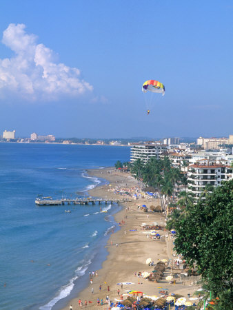 Aerial Parasail at Playa Los Muertos, Puerto Vallarta, Mexico