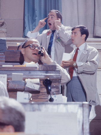 Traders on the Floor of the American Stock Exchange Poster