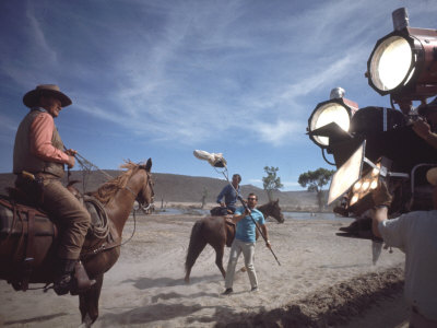 Actor John Wayne During Filming of Western Movie "The Undefeated"