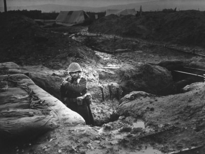 Israeli Soldier Manning a Border Trench Near Jordan