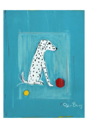 Dalmatian with Red and Yellow Ball