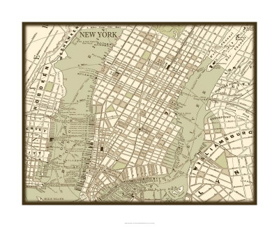 Sepia Map of NY Posters