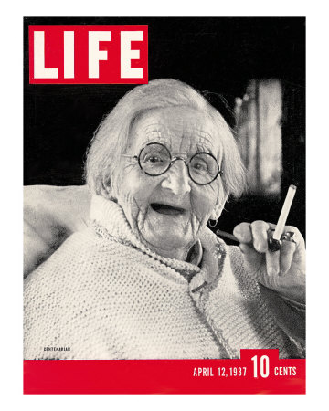 English Centenarian Smoking a Cigarette, April 12, 1937