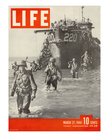 American Troops Wading Ashore from Landing Craft During the Invasion of Salerno, March 27, 1944