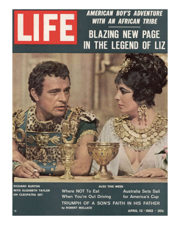 Actors Richard Burton and Elizabeth Taylor on Set of Film "Cleopatra,", April 13, 1962