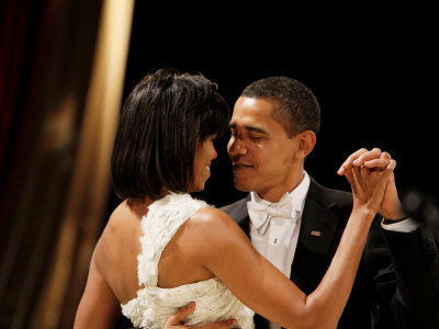 President Obama and First Lady Michelle Obama Dance at the Midwest Inaugural Ball, January 20, 2009 Photographic Print