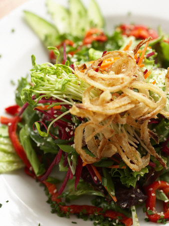 Close-Up of Elegant Salad Filled with a Variety of Greens