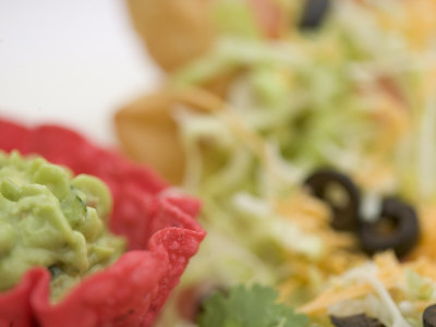 Traditional Mexican Dish with Guacamole on a Taco Salad