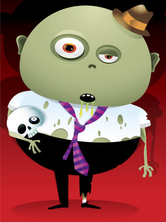 Zombie Holding Human Skull