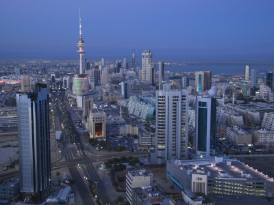 Aerial over Hilalli Street Towards Liberation Tower, Kuwait City, Kuwait