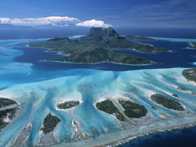 Aerial View over Bora Bora, French Polynesia