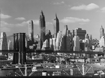 Buy New York City Skyline and Brooklyn Bridge, 1948 at AllPosters.com