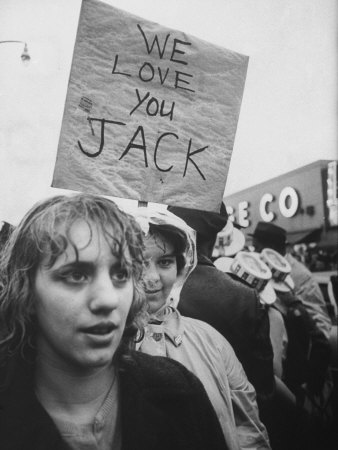 Pro-Kennedy Poster Being Held Up in a Crowd