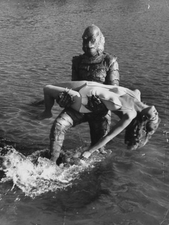 Actress Julia Adams is Carried by Monster, Gill Man, in the Movie, Creature from the Black Lagoon