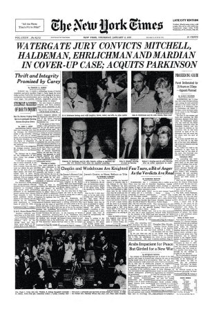 New York Times, January 2, 1975: Watergate Convictions
