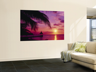 Buy Sunset, Palm Trees, Beach, Water, Ocean, Montego Bay Jamaica at AllPosters.com
