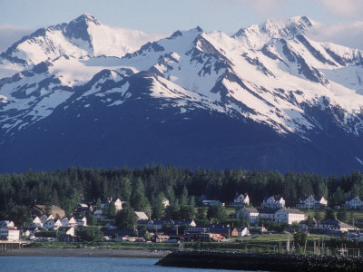 Buy View of Haines, with the Coastal Town in Front of Snowy Mountains, Haines, Alaska at AllPosters.com