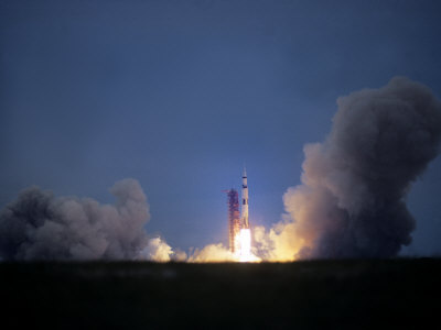 Apollo 11 Begins its Flight to the Moon on July 16, 1969, Kennedy Space Center, Florida, USA