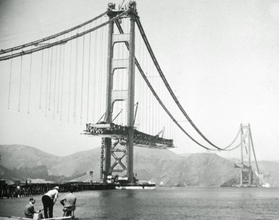 The Golden Gate Bridge During Construction
