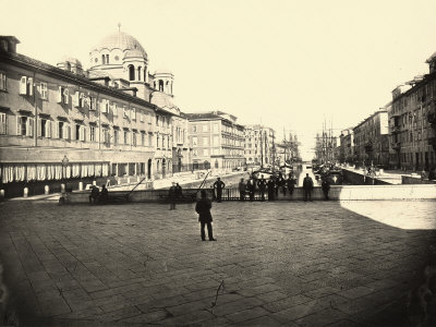 View of Trieste with a Canal, the Stella Polare Cafe and the Serbian Orthodox Church