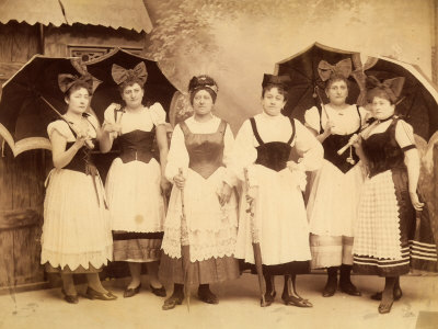 Portrait of a Group of Women, with Bows in their Hair and Parasols