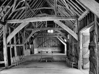 View of the Interior of the Mayflower Barn from a Story Concerning William Penn