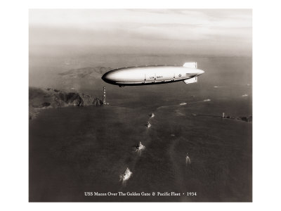 USS Macon over the Golden Gate and Pacific Fleet, 1934