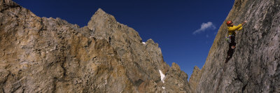 Man Climbing Up a Mountain, Grand Teton, Grand Teton National Park, Wyoming, USA