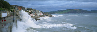 Waves Battering Seafront at Lyme Regis, Jurassic Coast, Dorset, England, UK