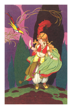 Little Harem Girl with Bird of Paradise