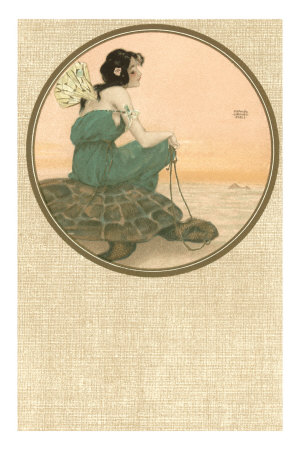 Girl with Tortoise, Art Nouveau