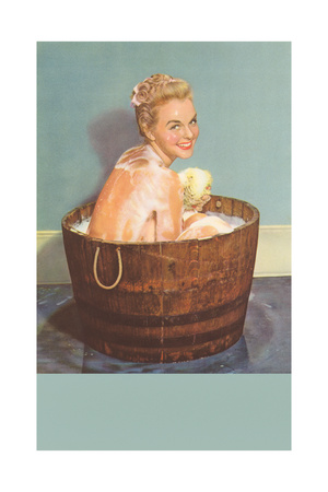 Soapy Blonde in Barrel Tub