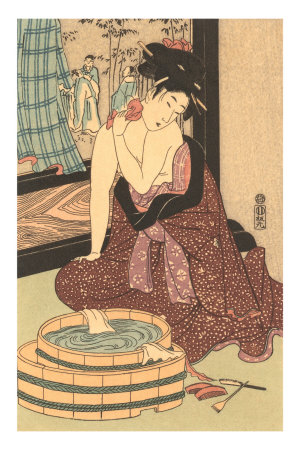 Japanese Woodblock, Lady at Bath