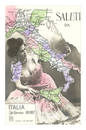 Buxom Peasant with Map of Italy