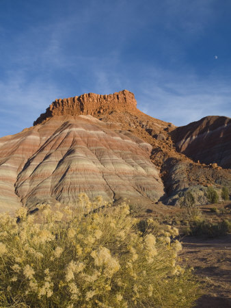 Moon over Paria Movie Set at Sunset, Grand Staircase-Escalante National Monument, Arizona, USA