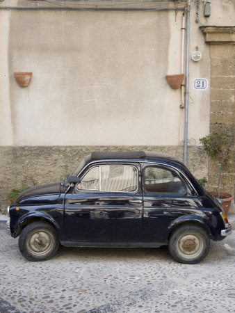 Fiat 500 Car, Cefalu, Sicily, Italy, Europe