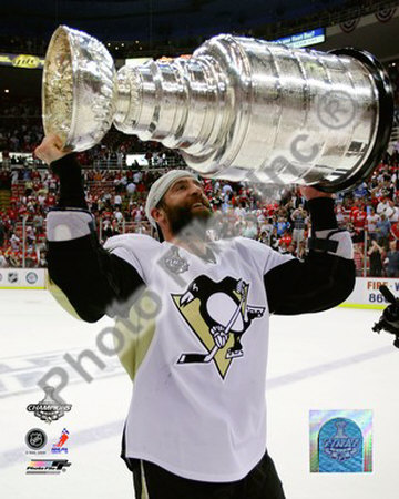 Maxime Talbot Game 7 - 2008-09 NHL Stanley Cup Finals With Stanley Cup Trophy