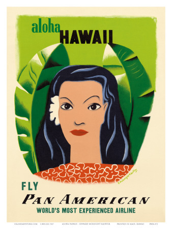 Aloha Hawaii, Fly Pan American Airways, c.1953
