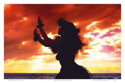 Hula Dancer Silhouette at Sunset
