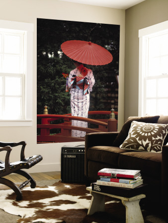 Geisha Girl with Kimono at Festival, Japan
