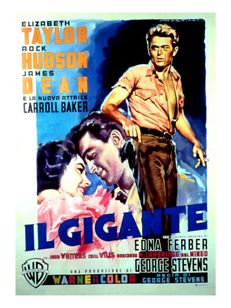 Giant, Elizabeth Taylor, Rock Hudson, James Dean, 1956, Italian Poster Art