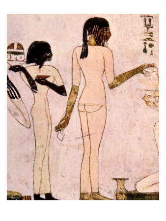 Painting of Serving Maidens from the Tomb of Rekhmire in Thebes, Egypt
