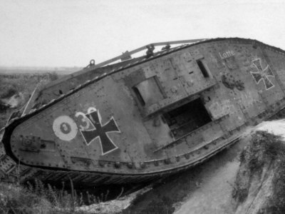 World War I, German Tank on the Hindenburg Line, 1918