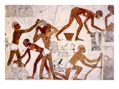 Painting of Workers Making Bricks from the Tomb of Rekhmire, Thebes, Egypt