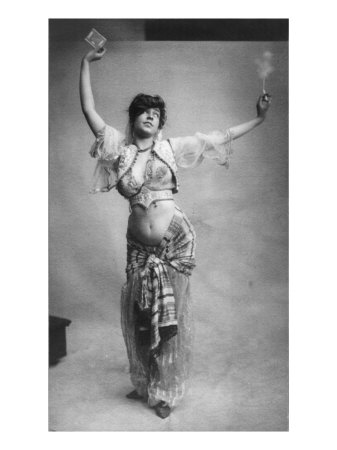 Belly Dancing, Woman in Belly-Dancing Costume Smoking and Holding Package of Cigarettes, 1900